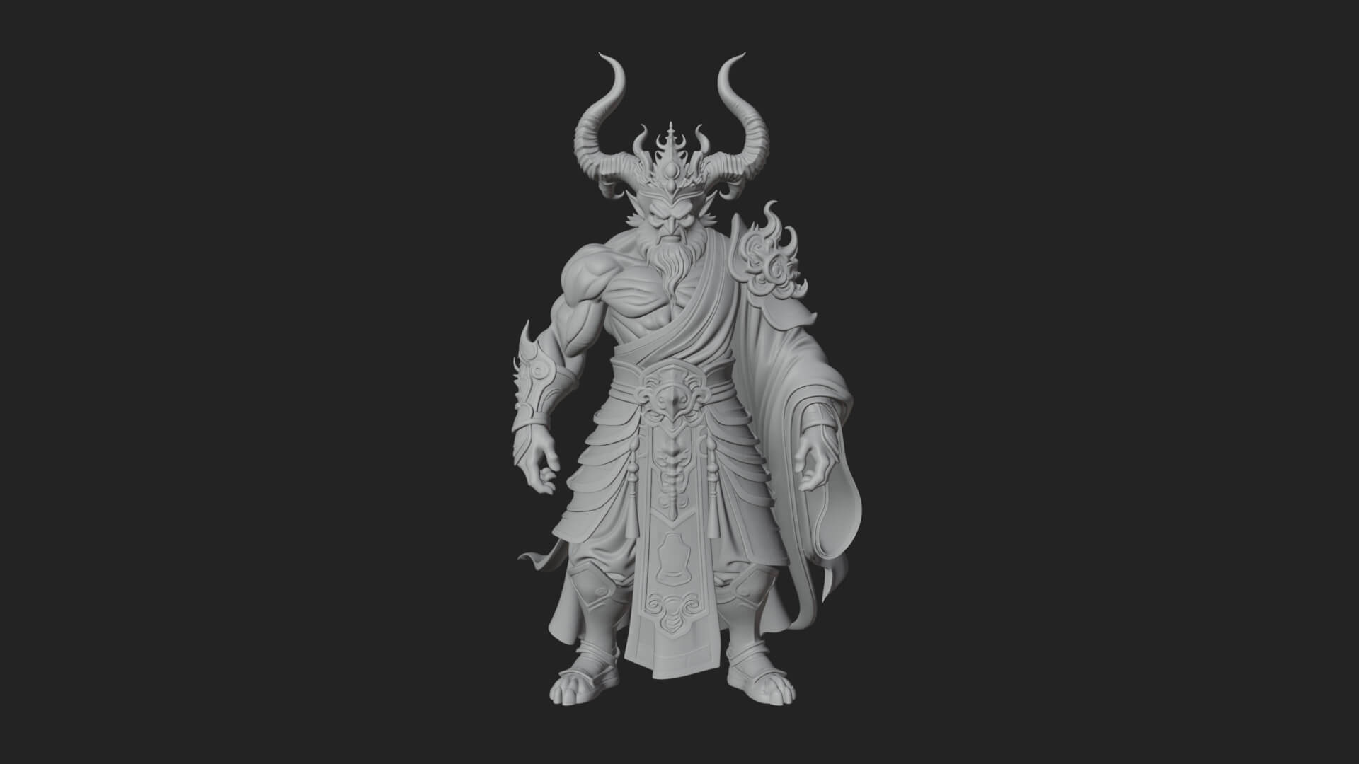 Horned Demon Mage Statue Design 6 3D Print Model 3D Model