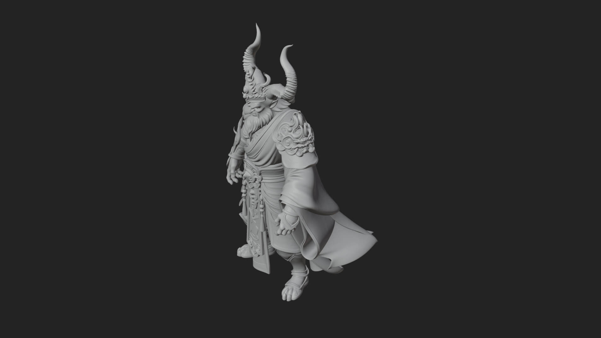 Horned Demon Mage Statue Design 6 3D Print Model 3D Model