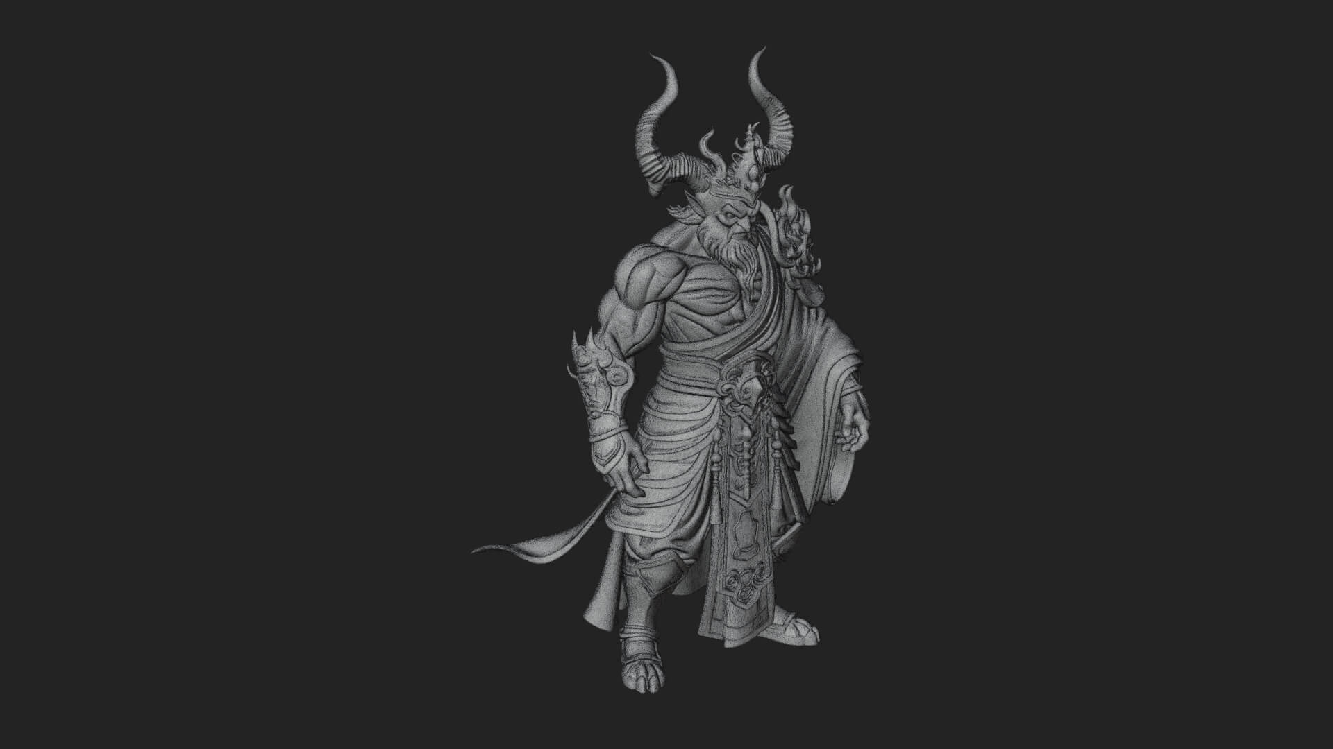 Horned Demon Mage Statue Design 6 3D Print Model 3D Model