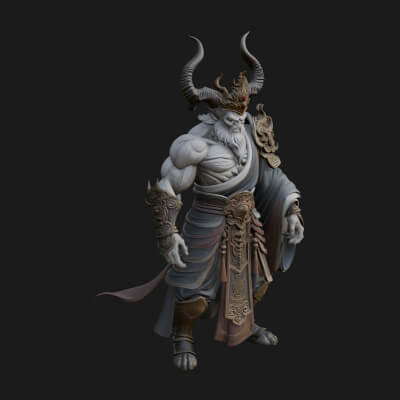 Horned Demon Mage Statue Design 6 3D Print Model