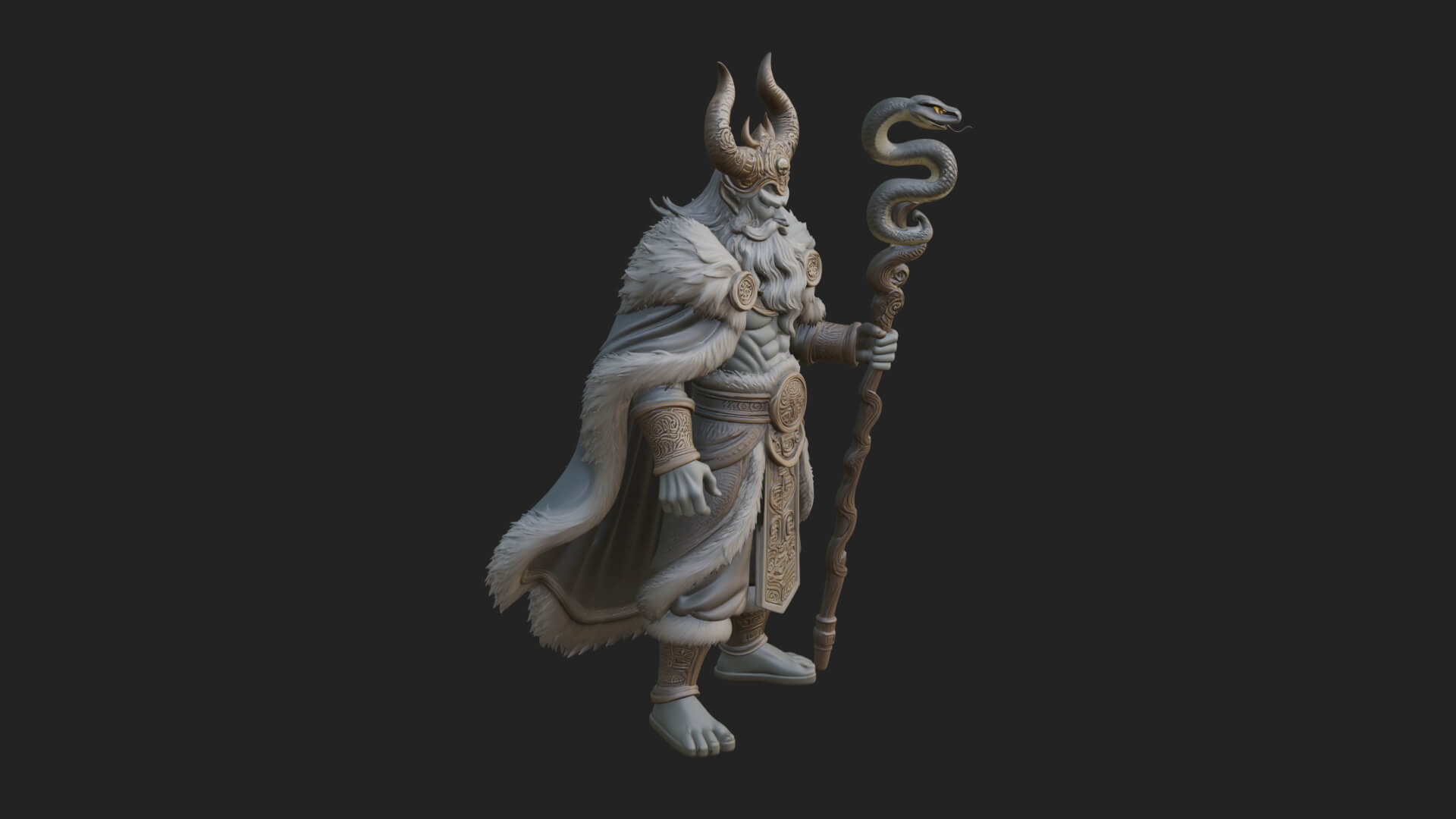 Horned Demon Mage Statue Design 7 3D Print Model 3D Model