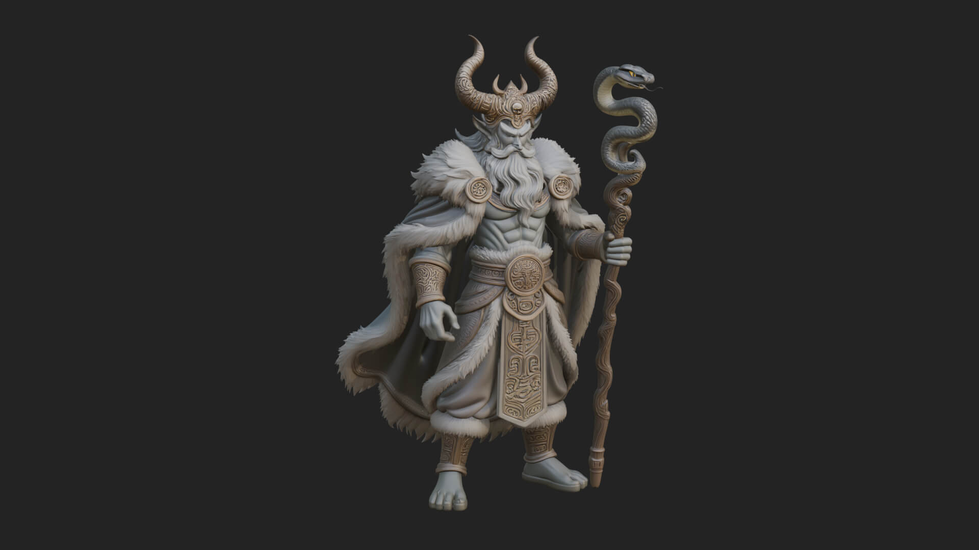 Horned Demon Mage Statue Design 7 3D Print Model 3D Model