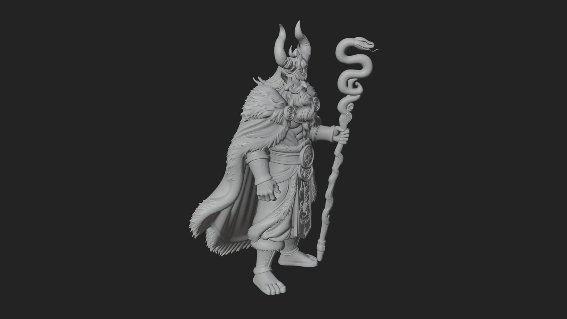 Horned Demon Mage Statue Design 7 3D Print Model 3D Model