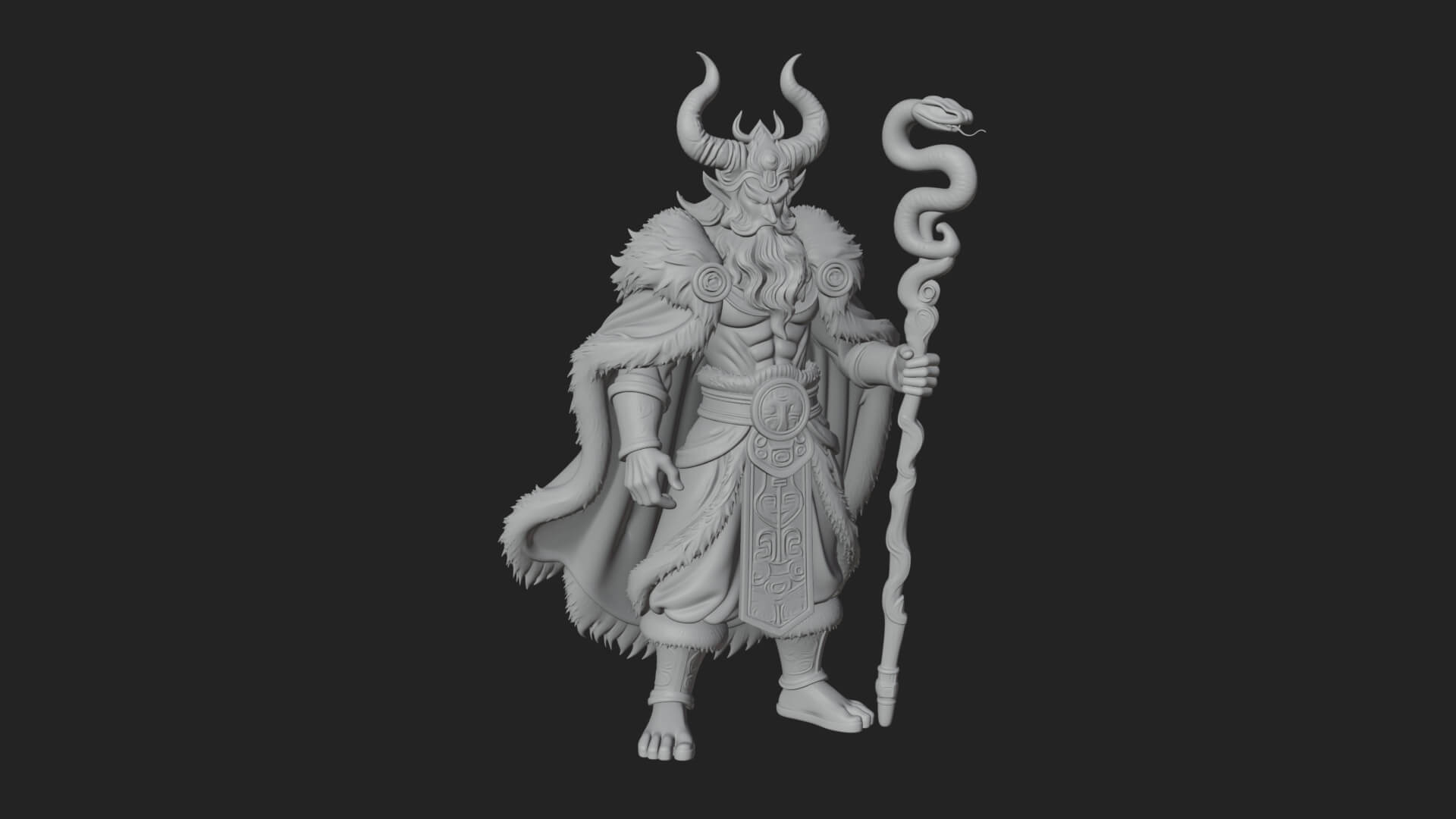 Horned Demon Mage Statue Design 7 3D Print Model 3D Model