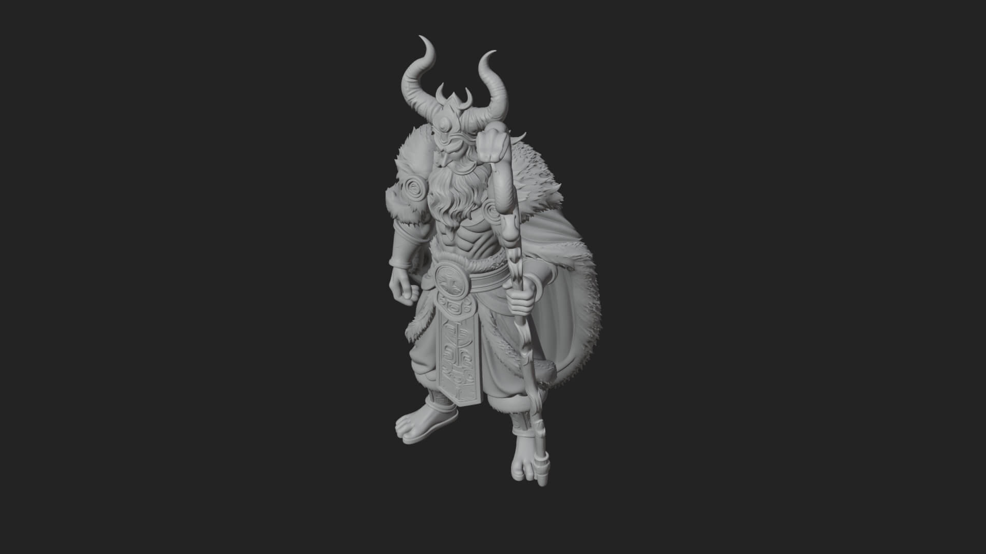 Horned Demon Mage Statue Design 7 3D Print Model 3D Model