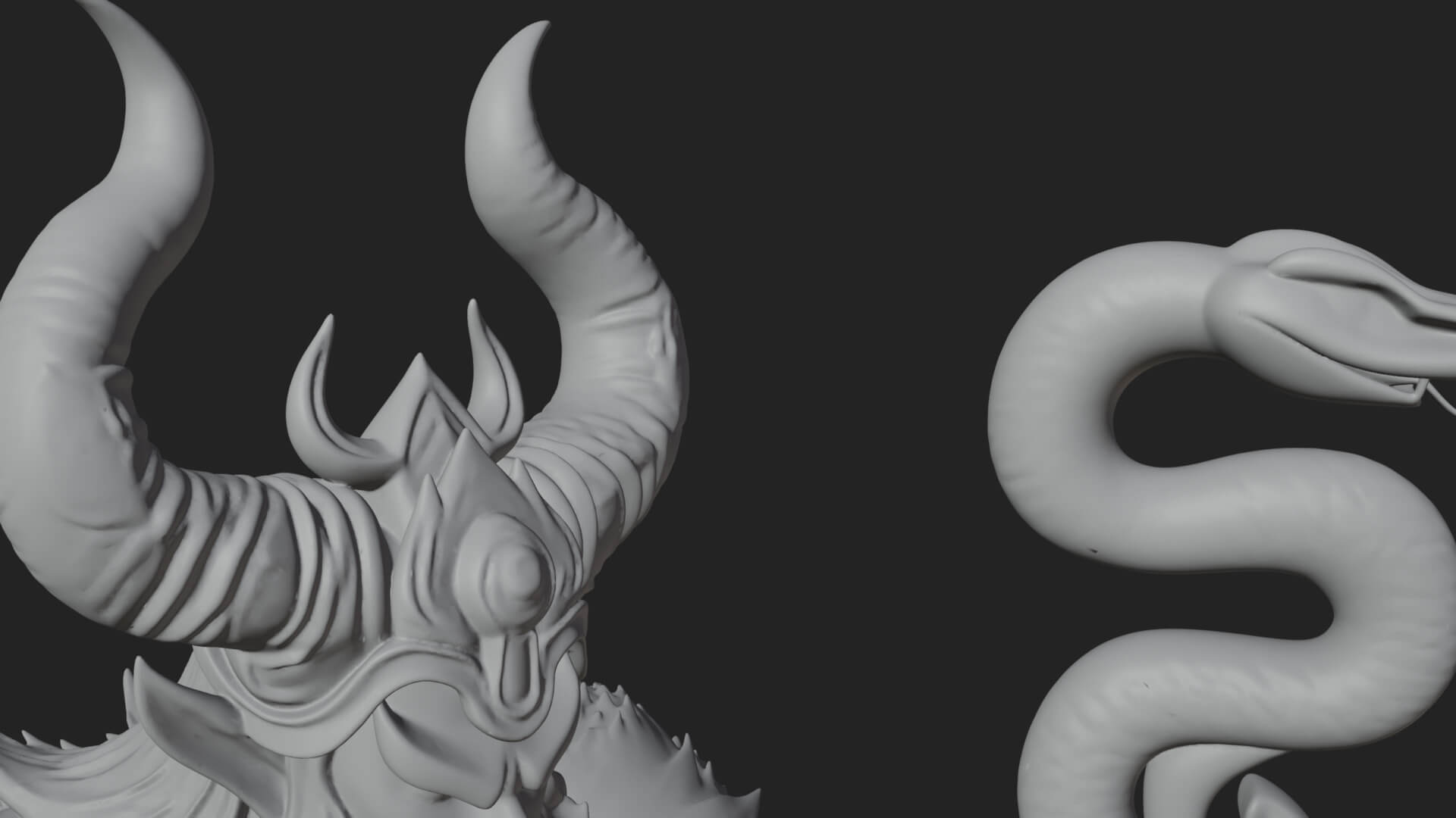 Horned Demon Mage Statue Design 7 3D Print Model 3D Model