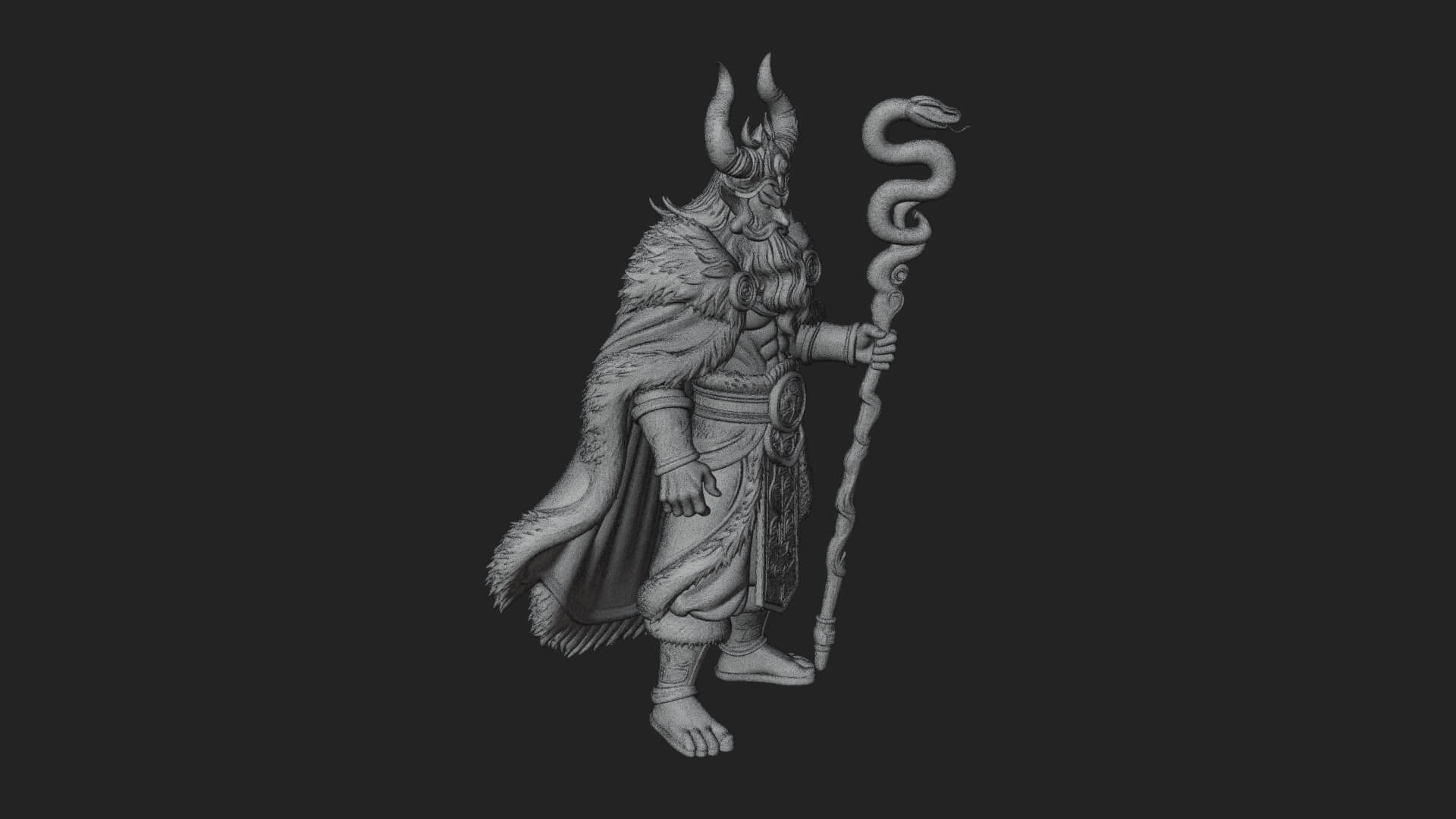 Horned Demon Mage Statue Design 7 3D Print Model 3D Model