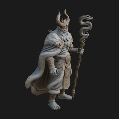 Horned Demon Mage Statue Design 7 3D Print Model