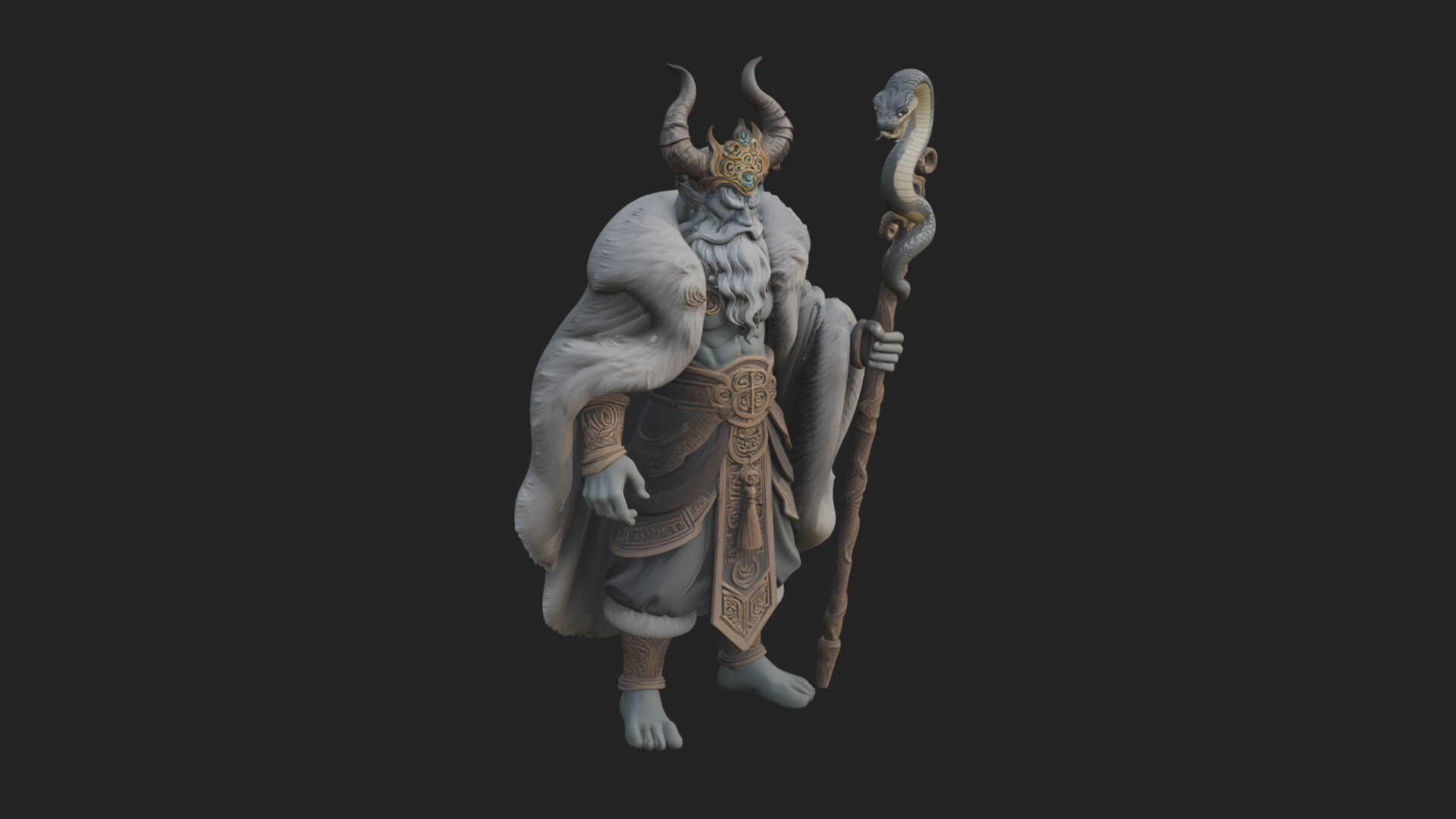 Horned Demon Mage Statue Design 8 3D Print Model 3D Model