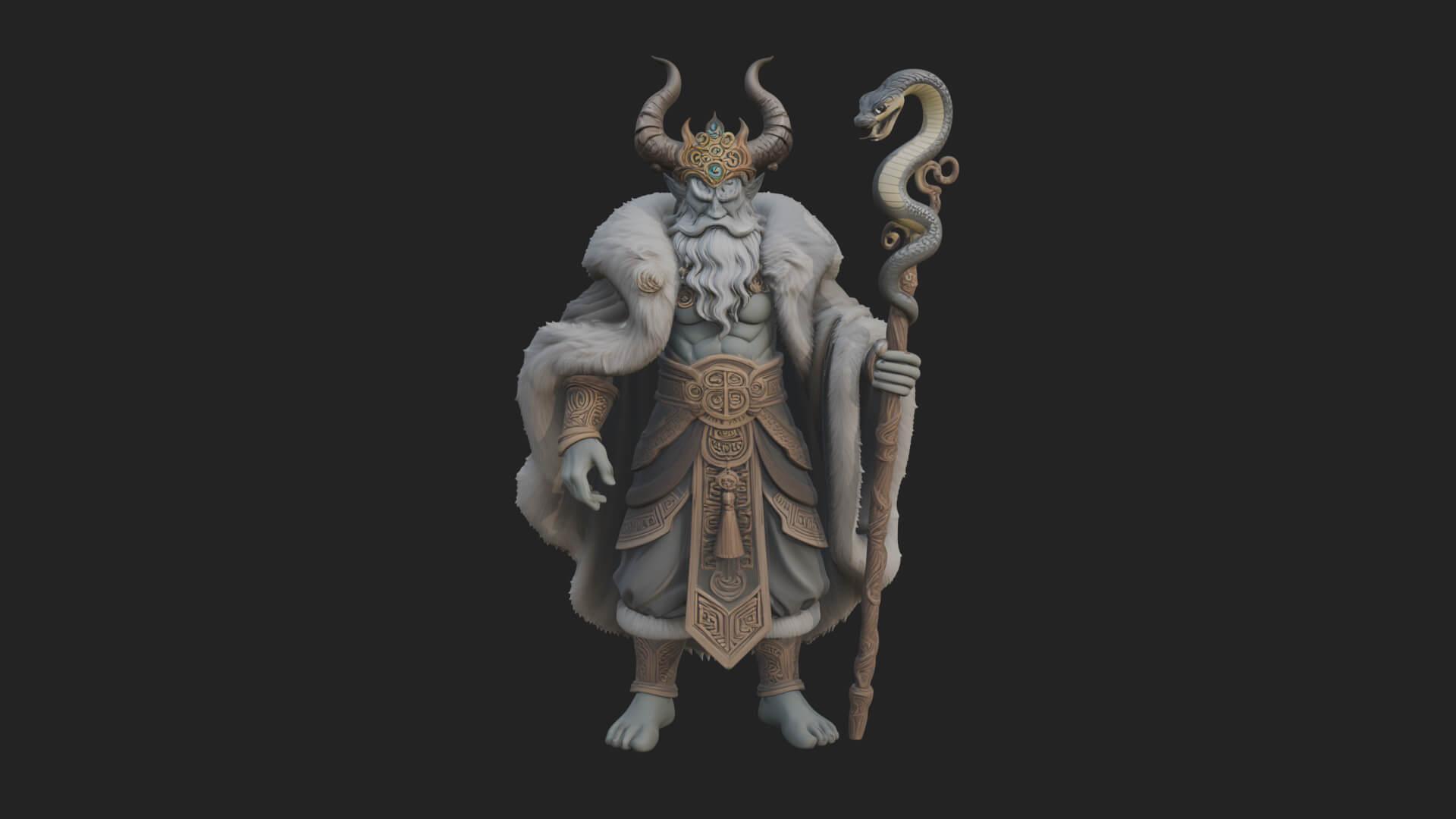 Horned Demon Mage Statue Design 8 3D Print Model 3D Model