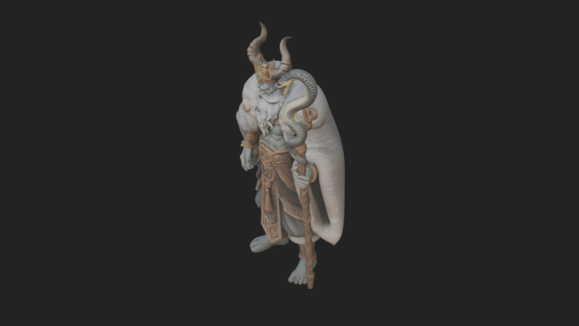 Horned Demon Mage Statue Design 8 3D Print Model 3D Model