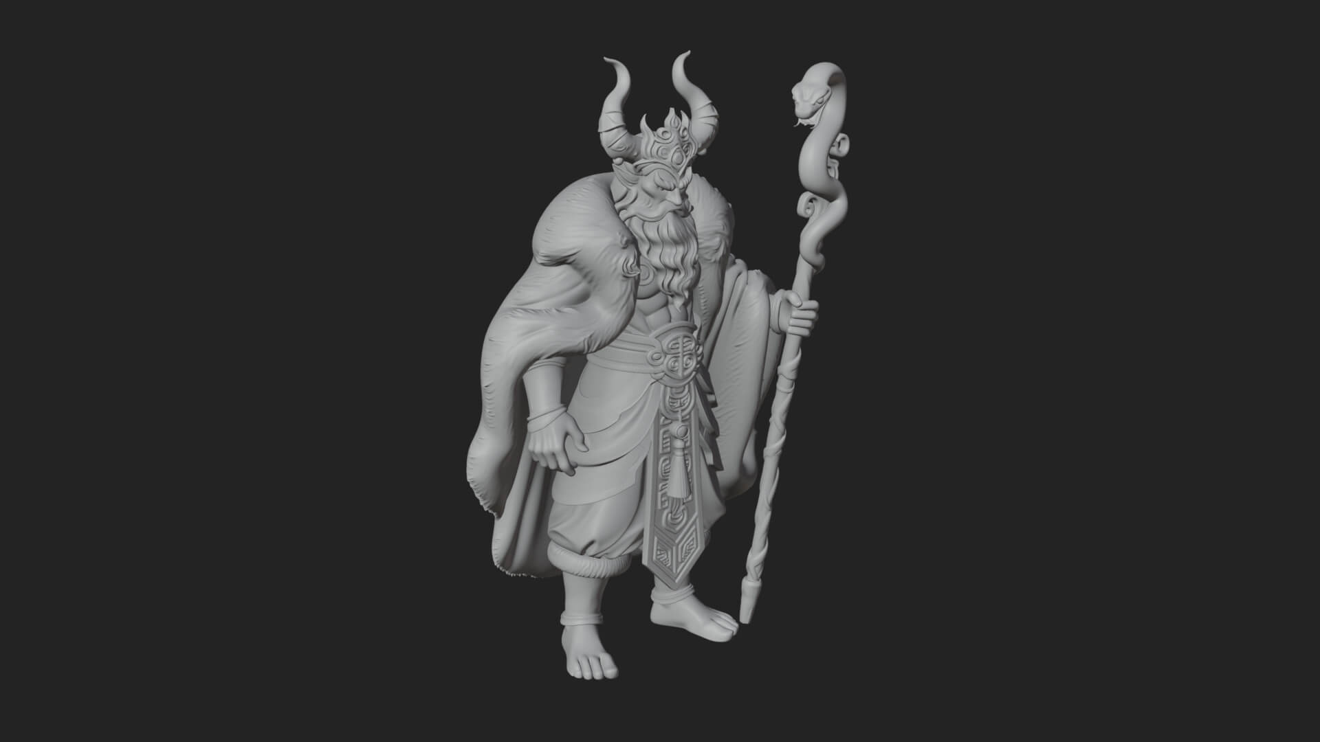 Horned Demon Mage Statue Design 8 3D Print Model 3D Model