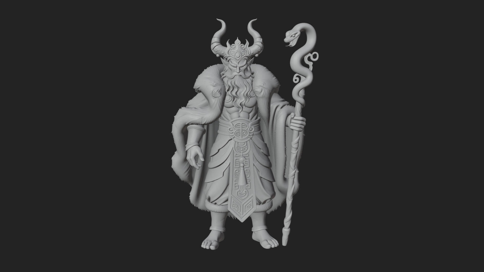 Horned Demon Mage Statue Design 8 3D Print Model 3D Model