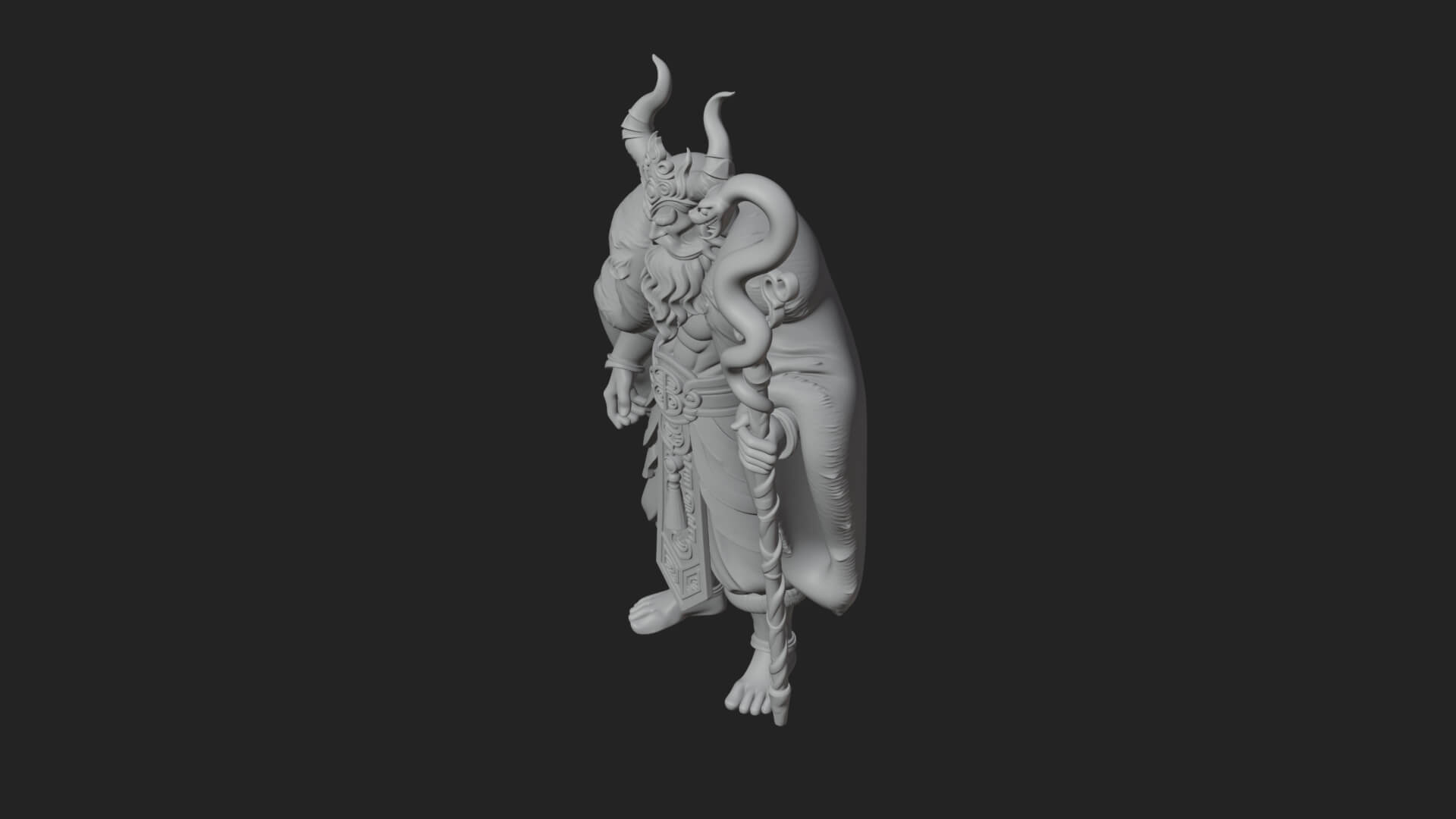 Horned Demon Mage Statue Design 8 3D Print Model 3D Model