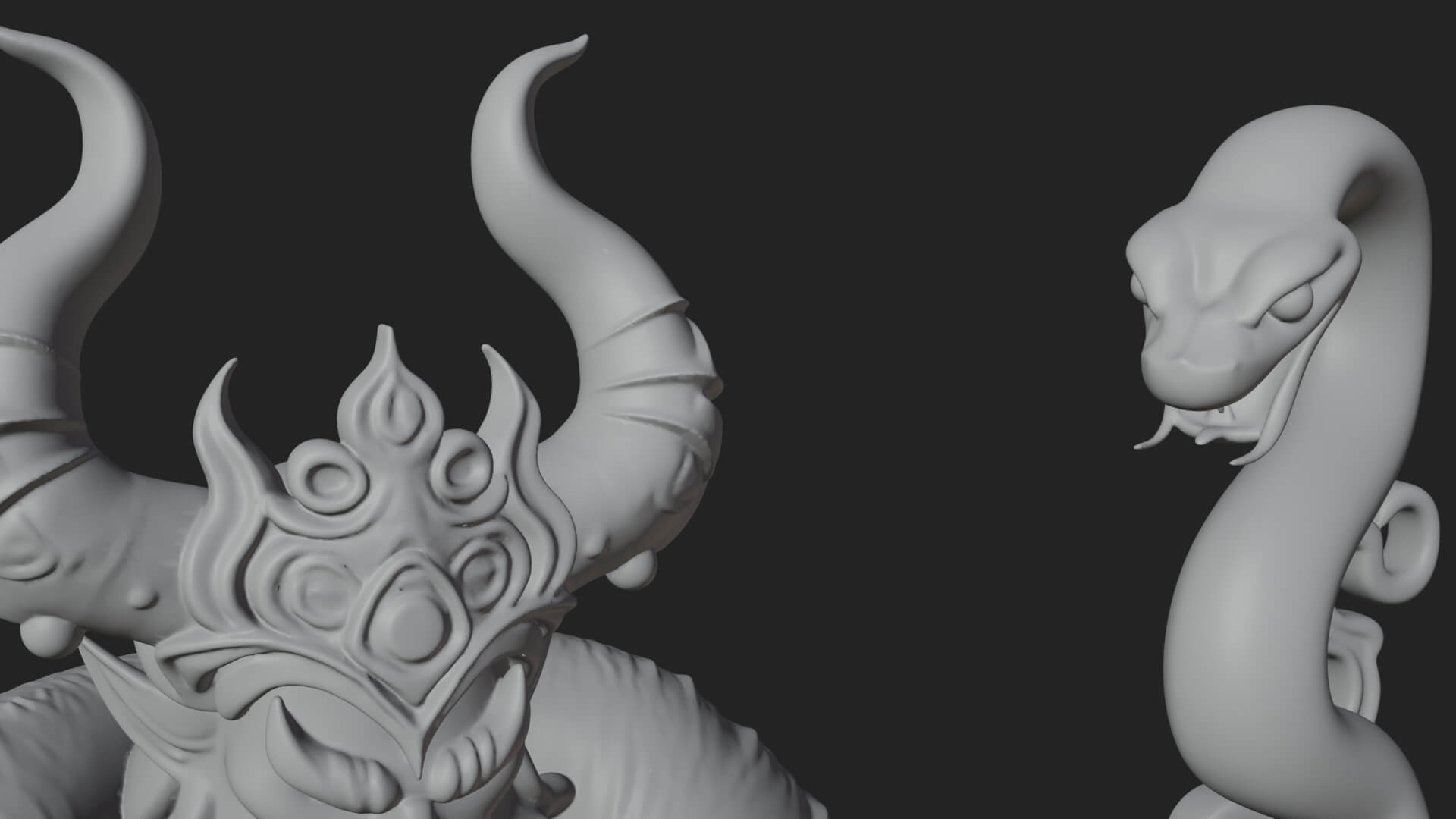 Horned Demon Mage Statue Design 8 3D Print Model 3D Model