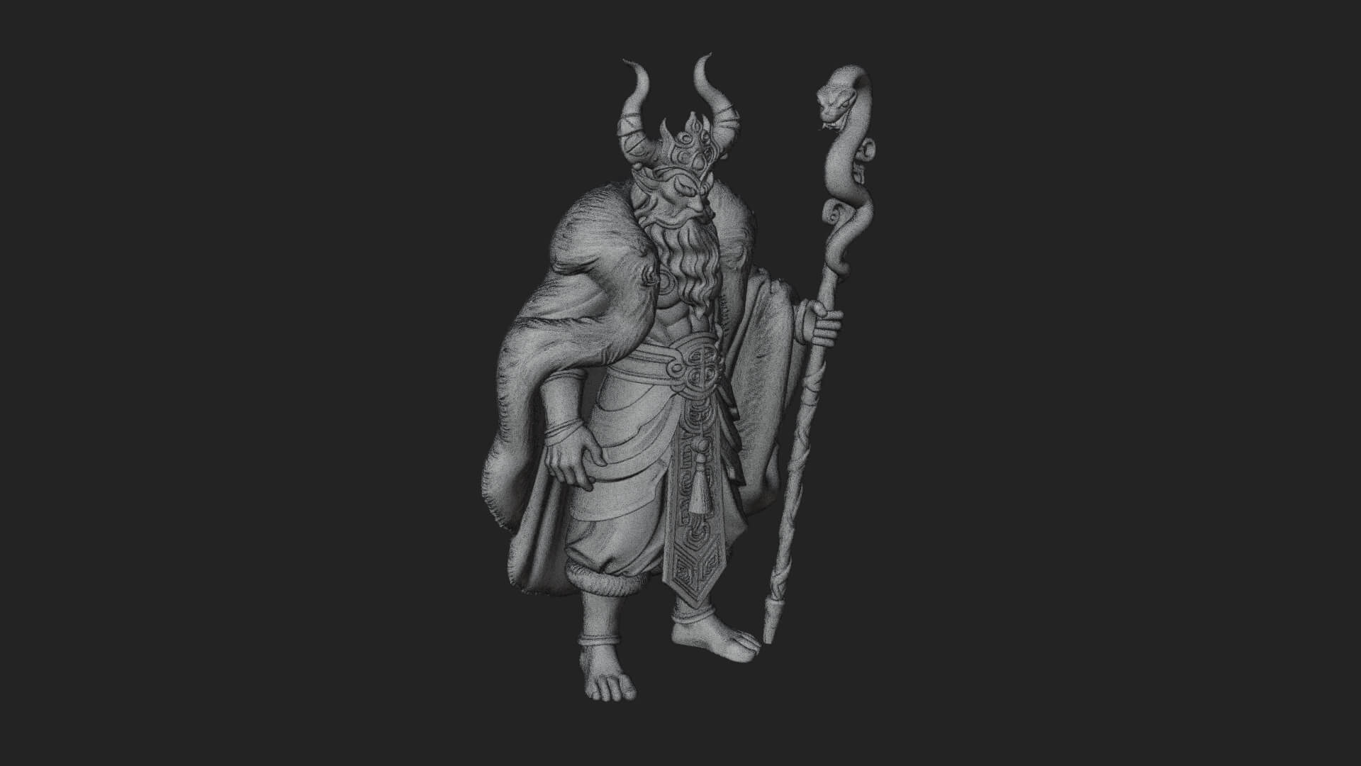 Horned Demon Mage Statue Design 8 3D Print Model 3D Model