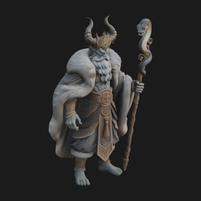 Horned Demon Mage Statue Design 8 3D Print Model