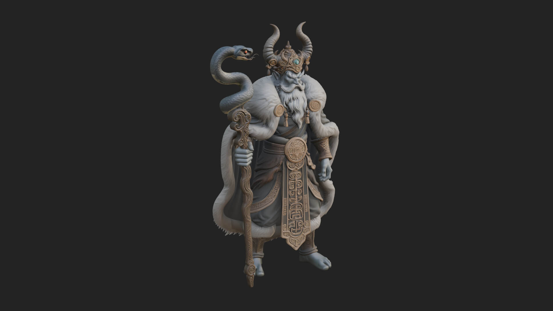 Horned Demon Mage Statue Design 9 3D Print Model 3D Model