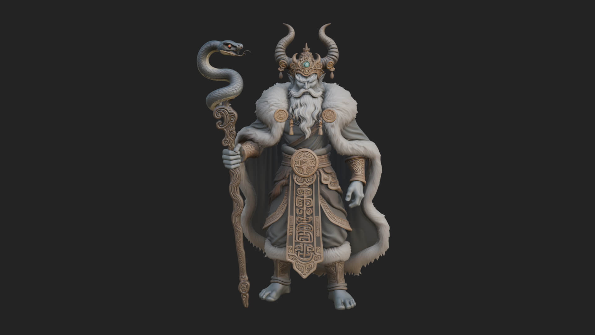 Horned Demon Mage Statue Design 9 3D Print Model 3D Model