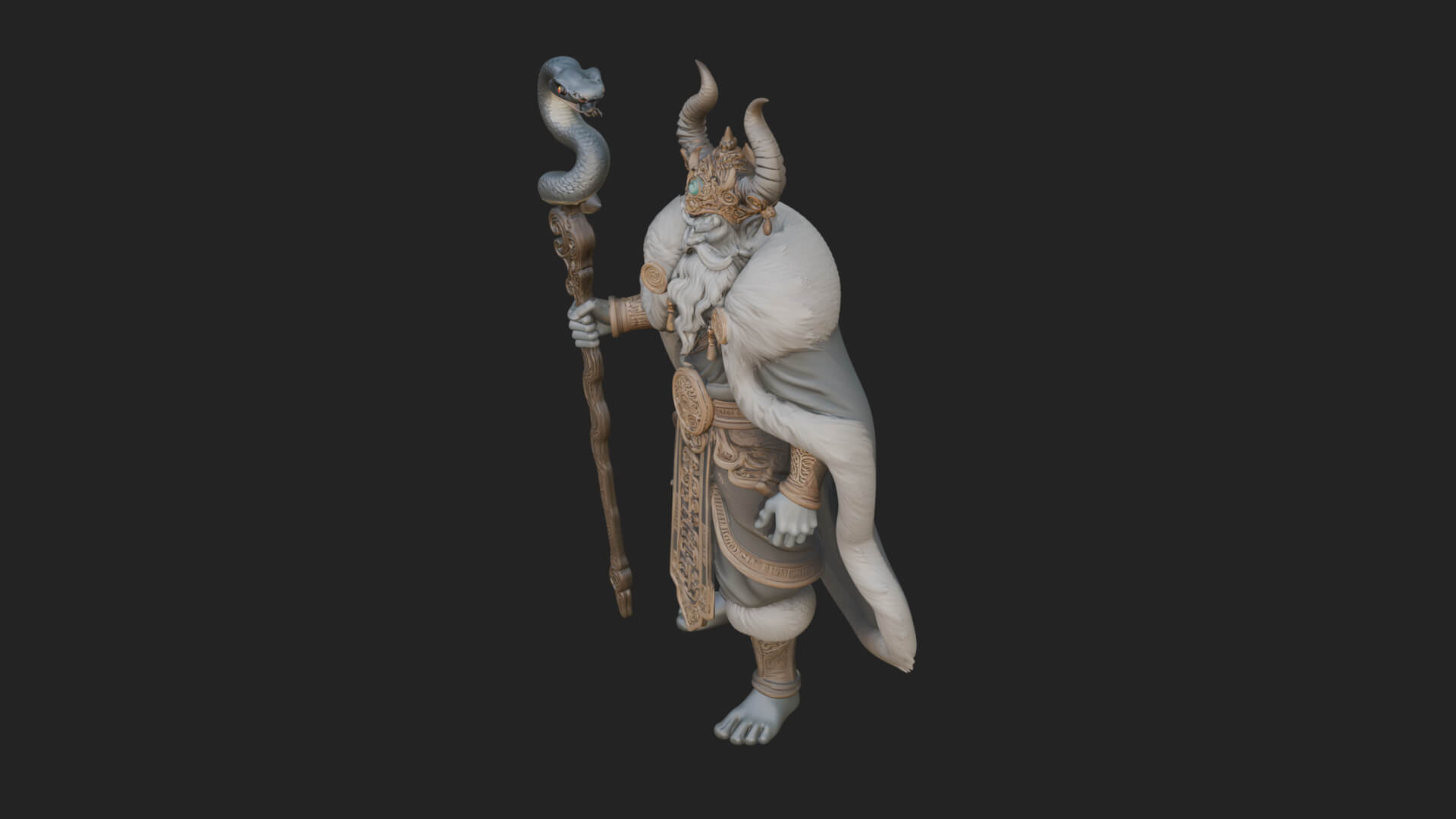 Horned Demon Mage Statue Design 9 3D Print Model 3D Model