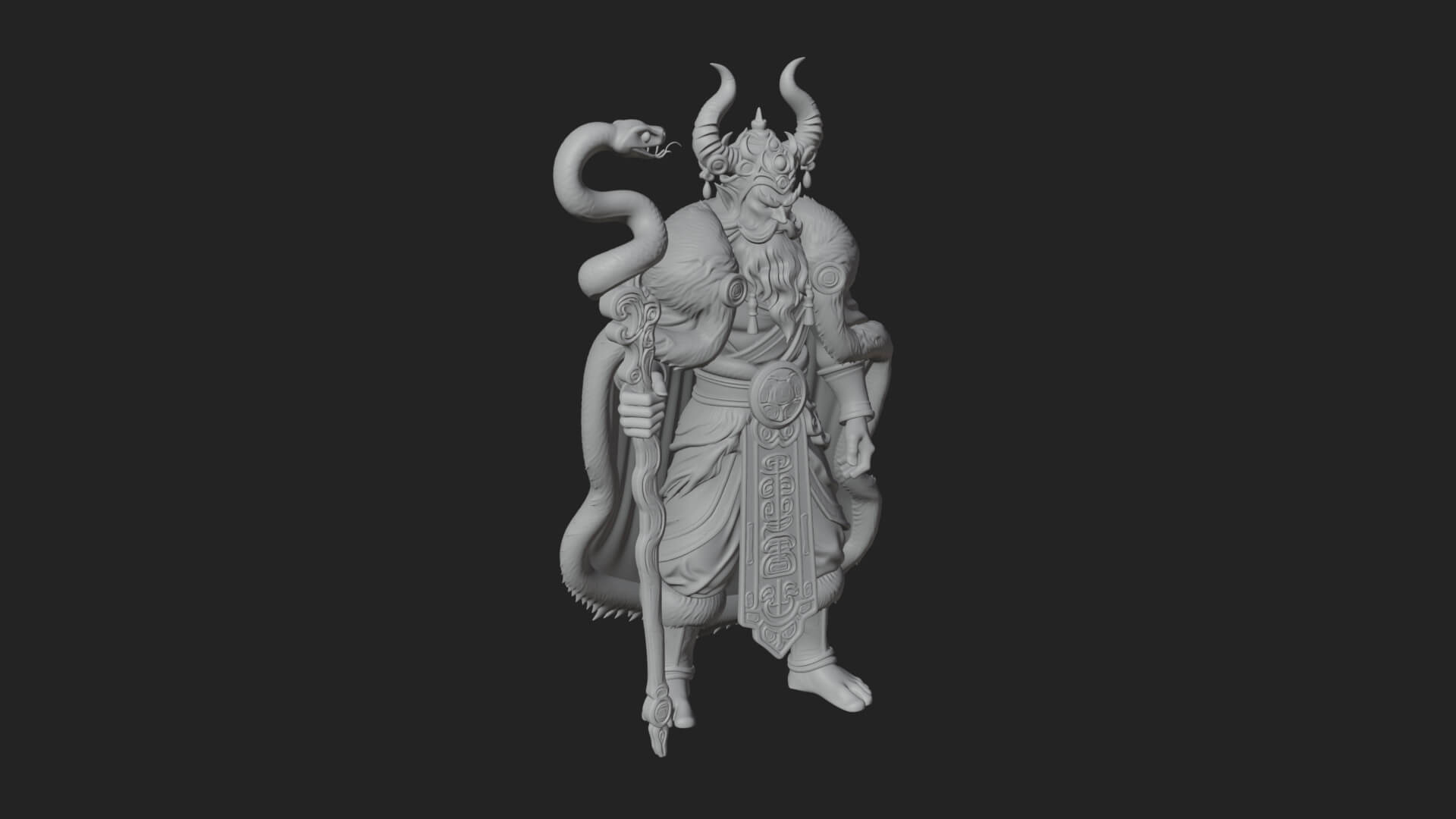 Horned Demon Mage Statue Design 9 3D Print Model 3D Model