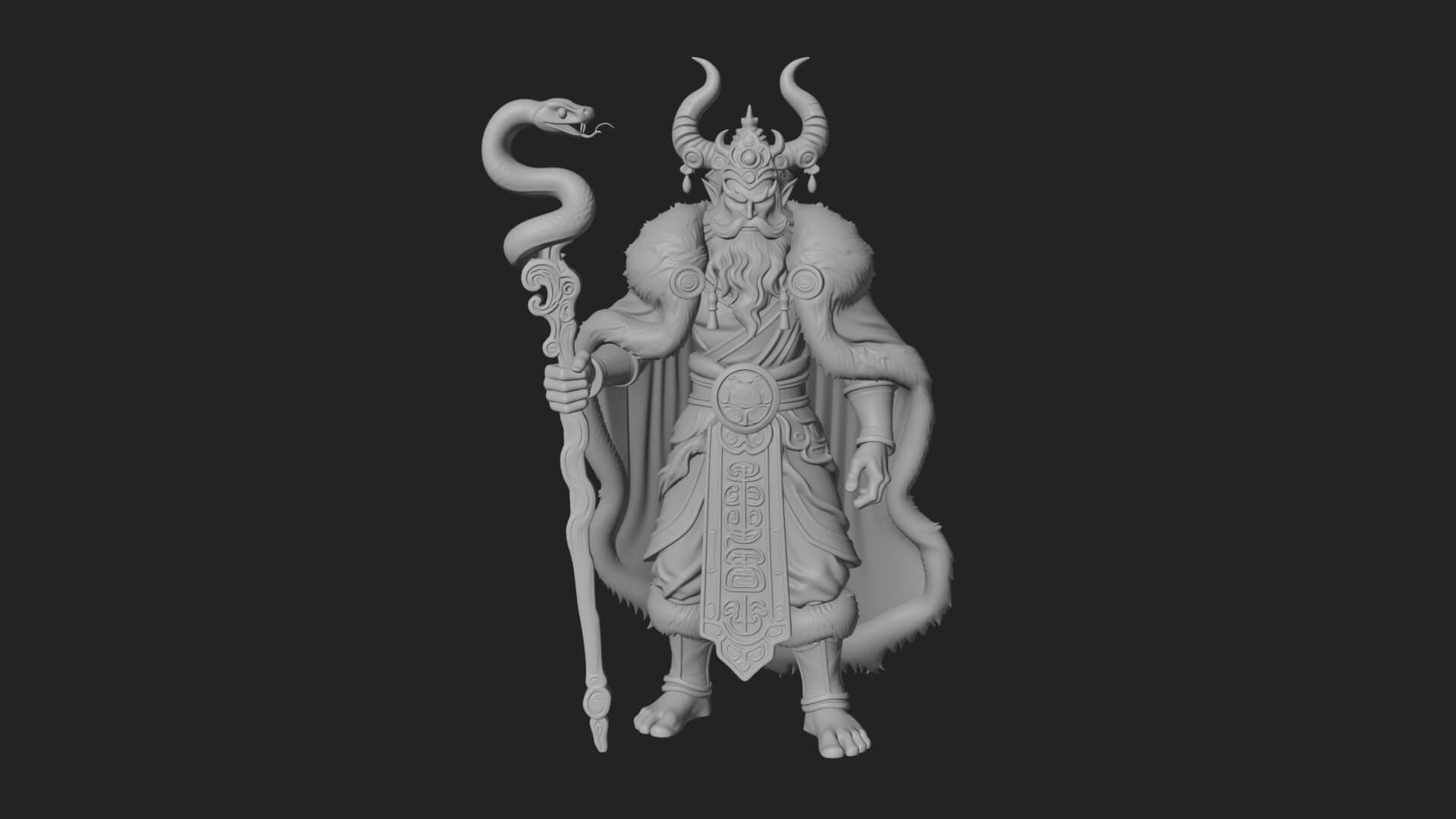 Horned Demon Mage Statue Design 9 3D Print Model 3D Model