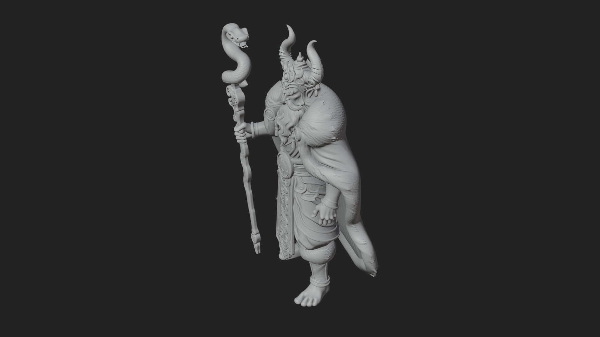 Horned Demon Mage Statue Design 9 3D Print Model 3D Model