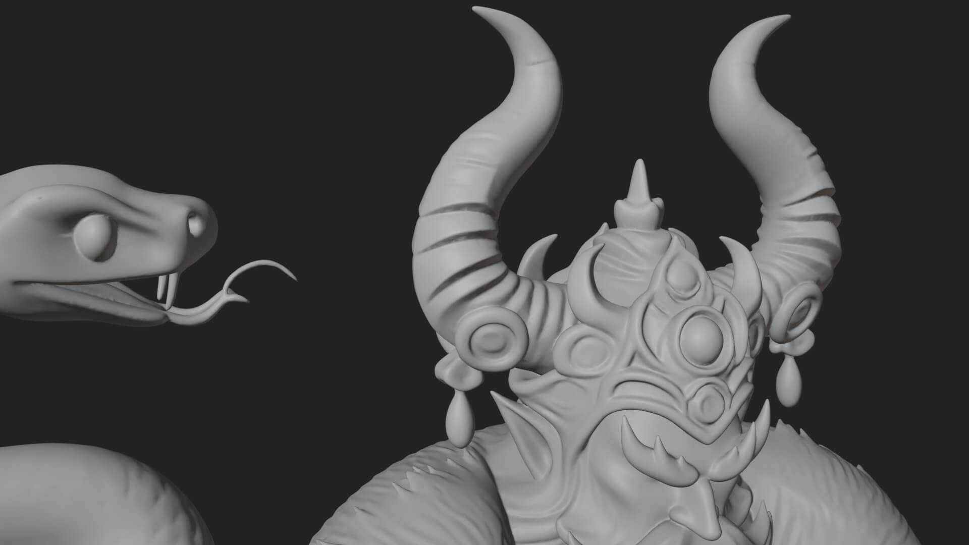 Horned Demon Mage Statue Design 9 3D Print Model 3D Model