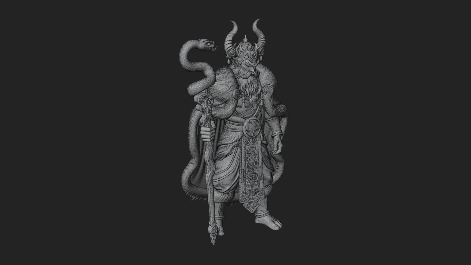 Horned Demon Mage Statue Design 9 3D Print Model 3D Model