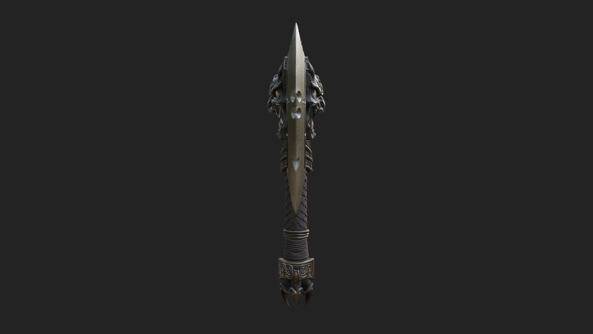 Horned Demon Skull Axe Model Design 1 3D Print Model 3D Model
