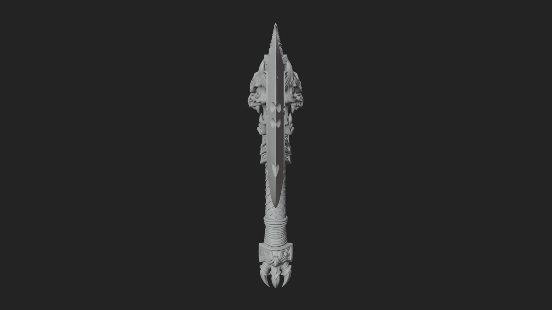 Horned Demon Skull Axe Model Design 1 3D Print Model 3D Model