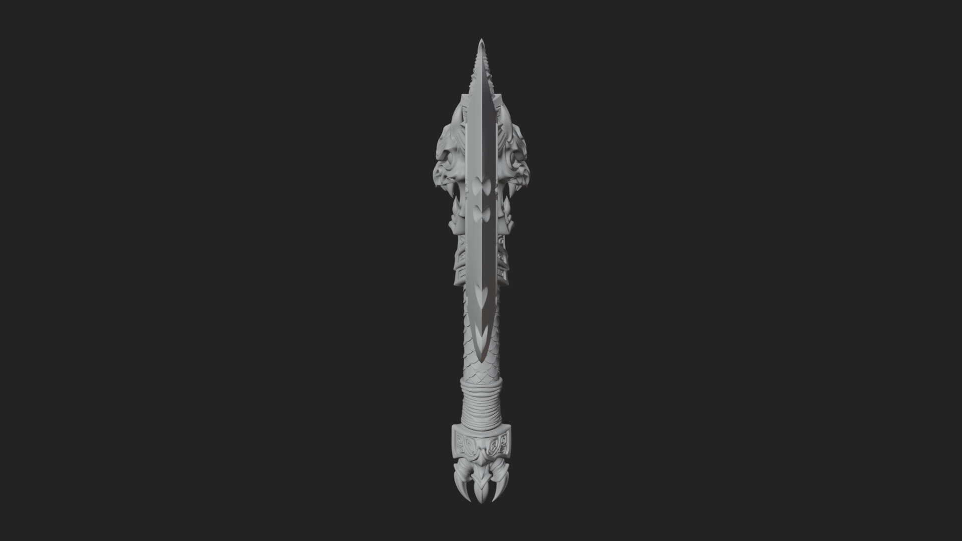 Horned Demon Skull Axe Model Design 1 3D Print Model 3D Model