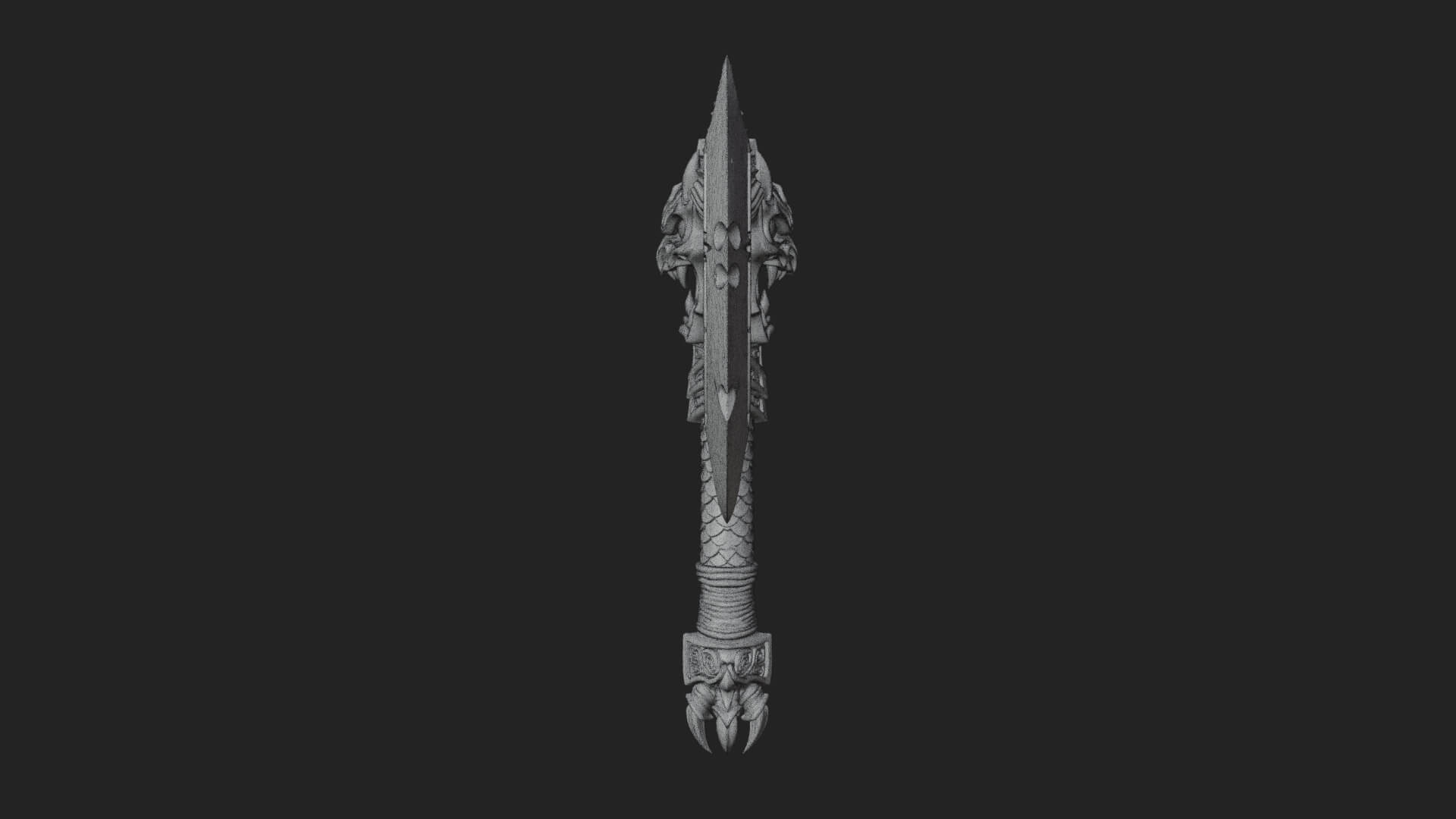Horned Demon Skull Axe Model Design 1 3D Print Model 3D Model