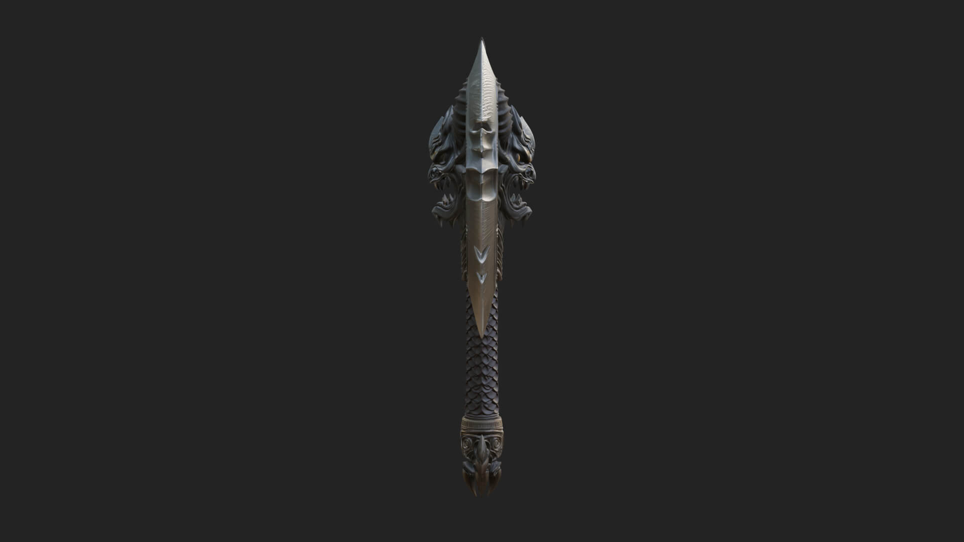 Horned Demon Skull Axe Model Design 2 3D Print Model 3D Model
