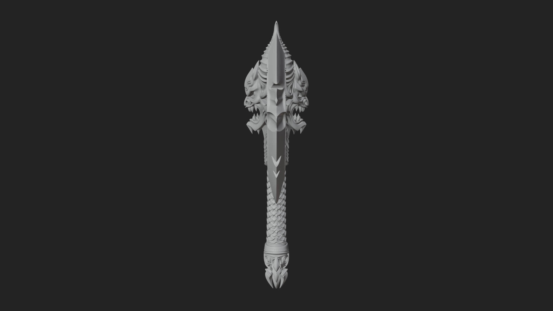 Horned Demon Skull Axe Model Design 2 3D Print Model 3D Model