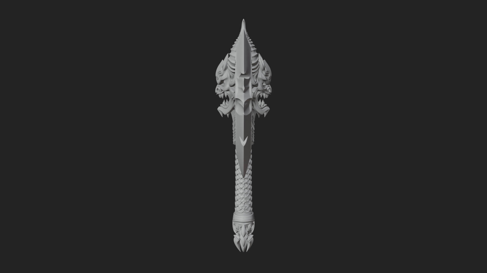 Horned Demon Skull Axe Model Design 2 3D Print Model 3D Model