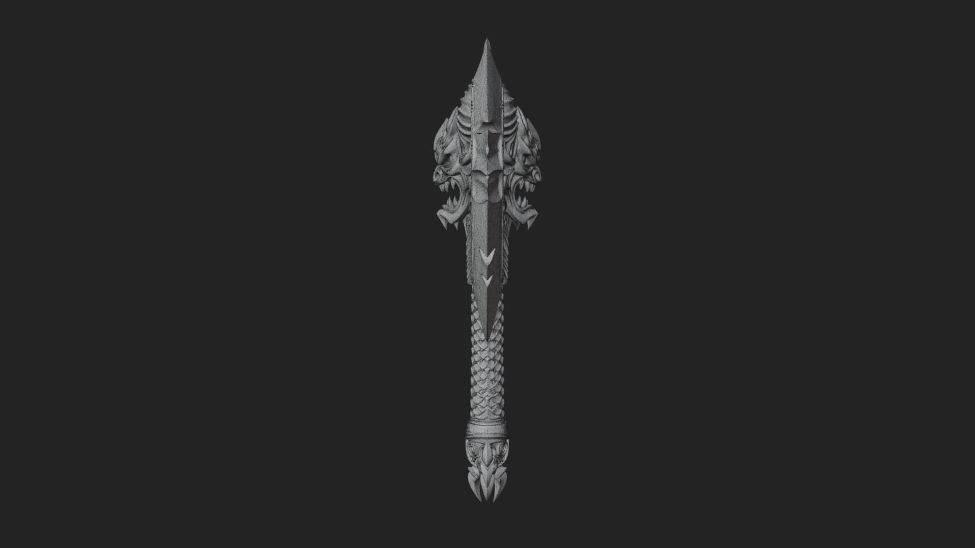 Horned Demon Skull Axe Model Design 2 3D Print Model 3D Model