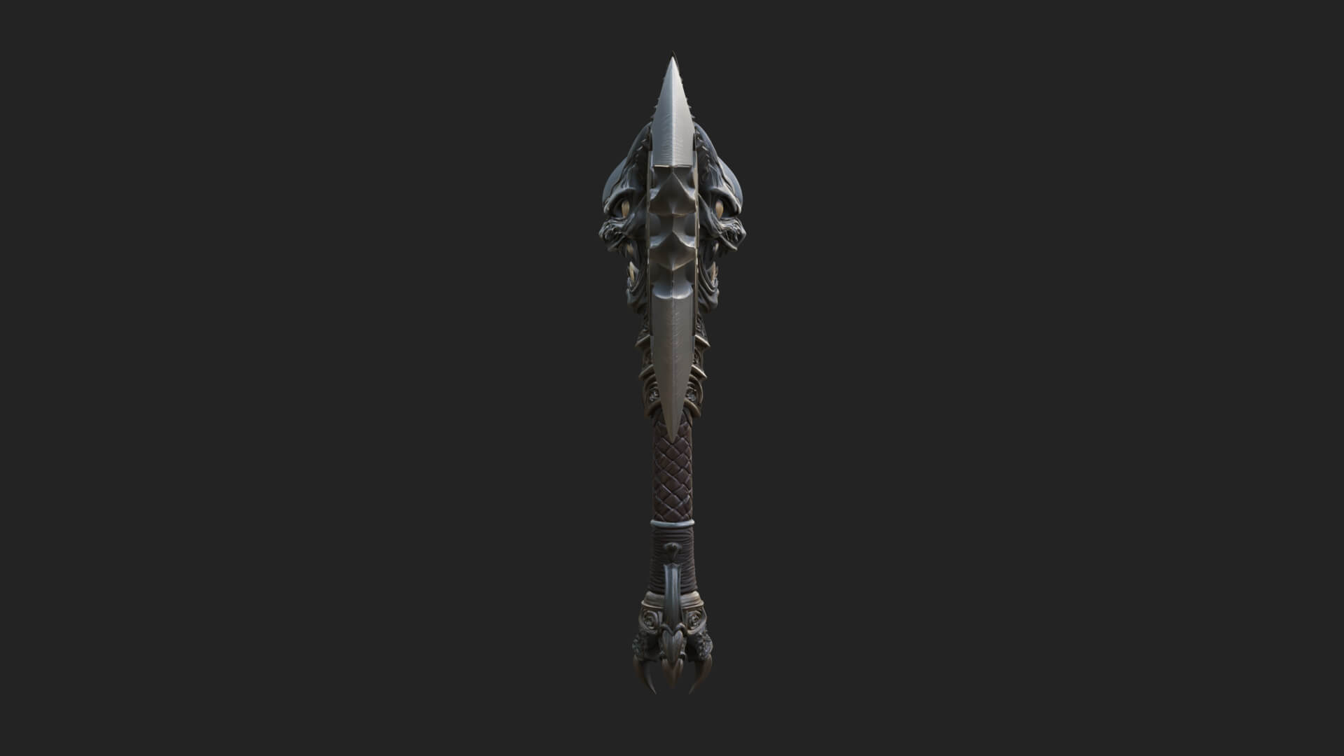 Horned Demon Skull Axe Model Design 3 3D Print Model 3D Model