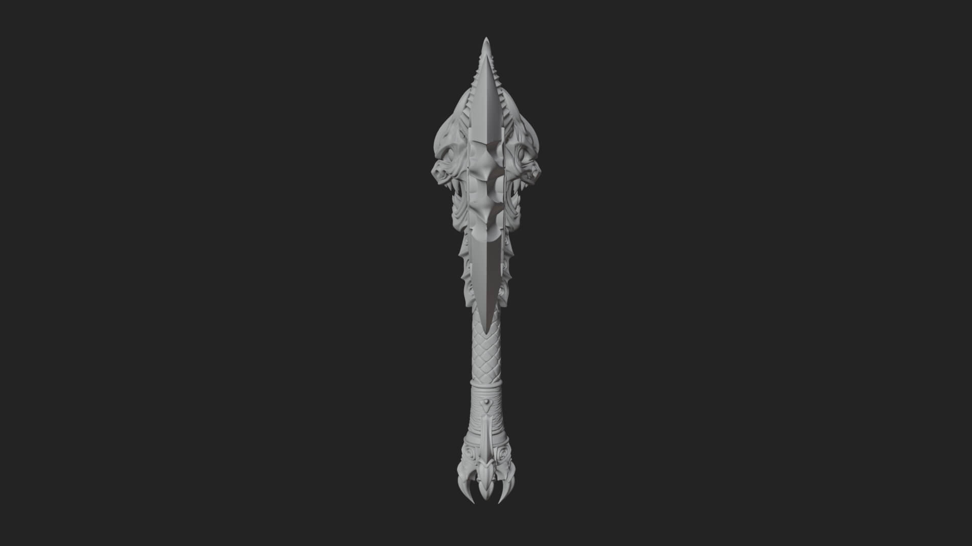 Horned Demon Skull Axe Model Design 3 3D Print Model 3D Model