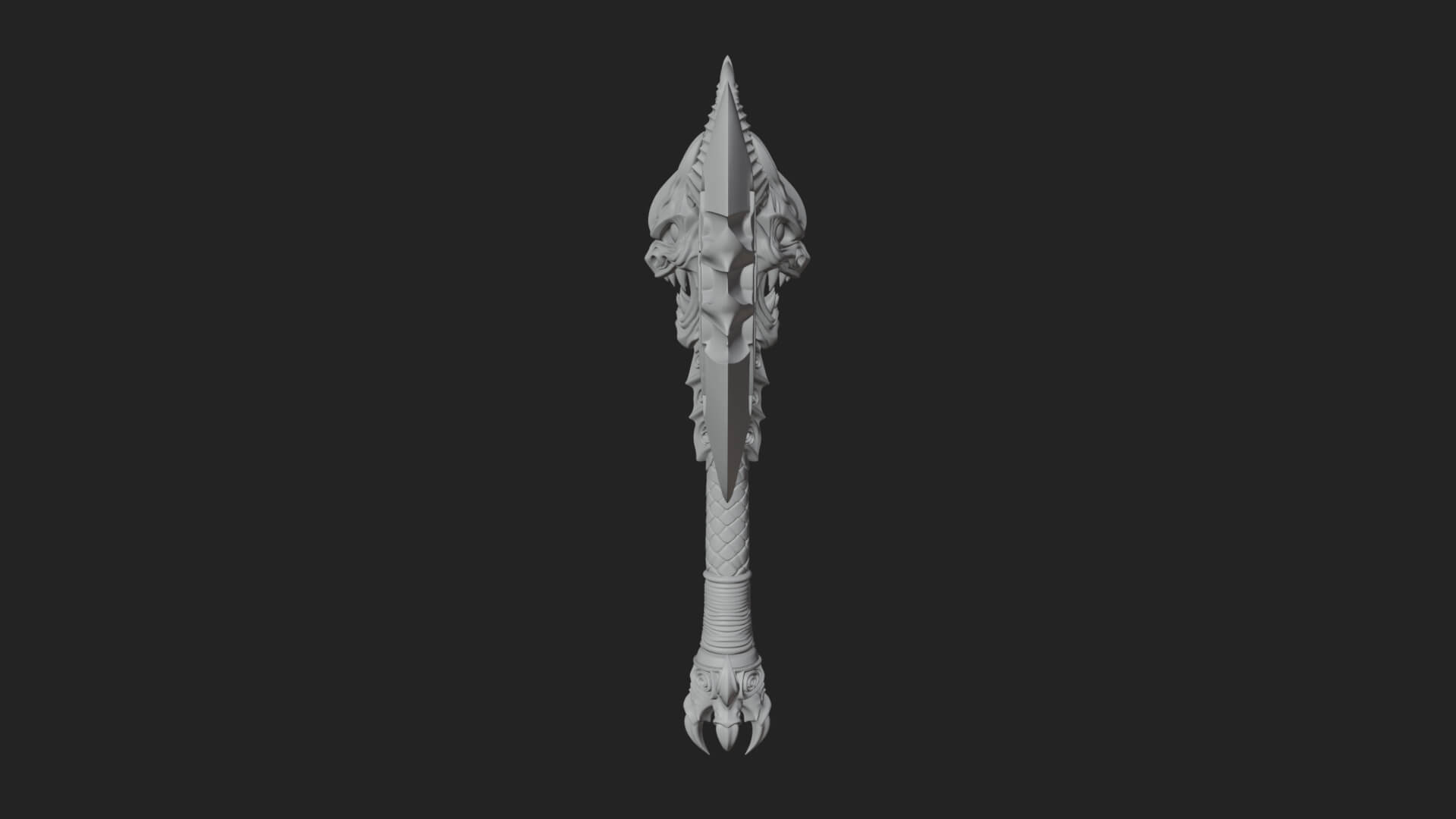 Horned Demon Skull Axe Model Design 3 3D Print Model 3D Model