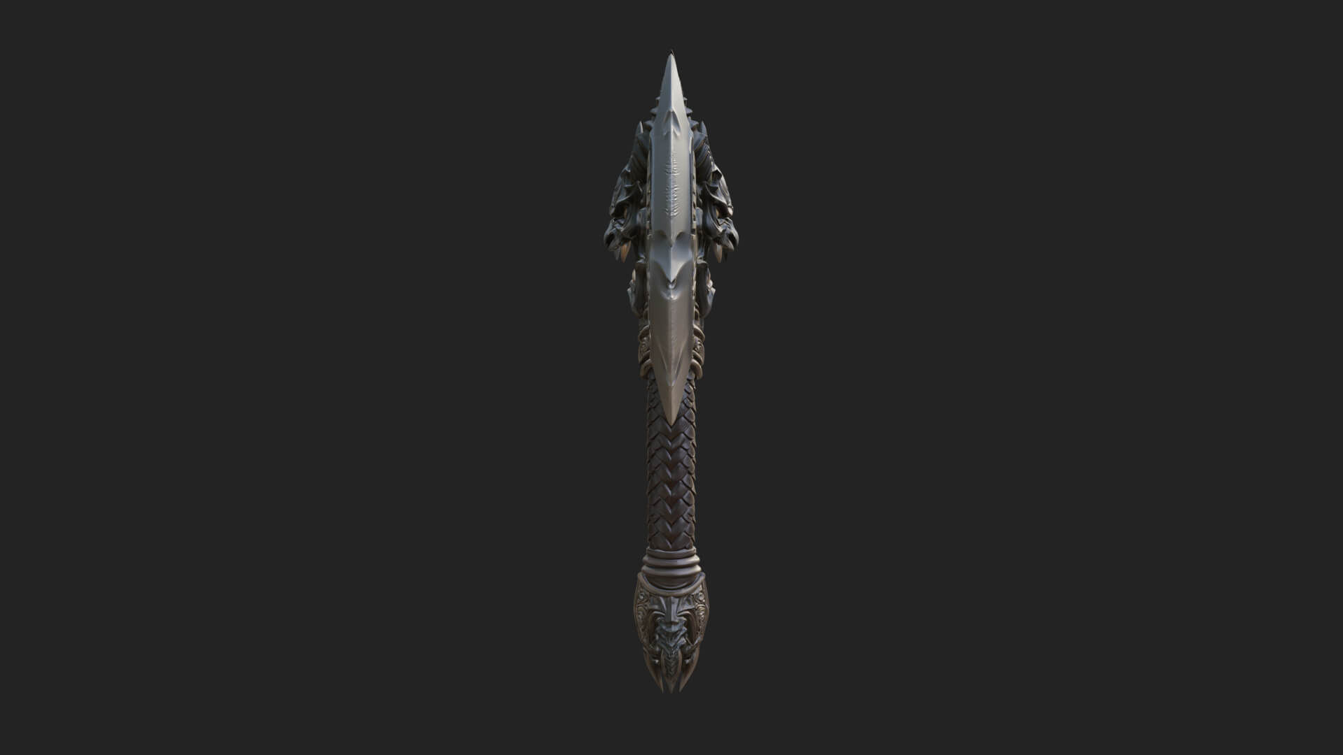 Horned Demon Skull Axe Model Design 4 3D Print Model 3D Model