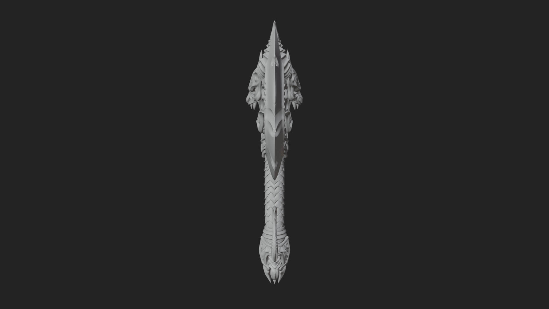 Horned Demon Skull Axe Model Design 4 3D Print Model 3D Model