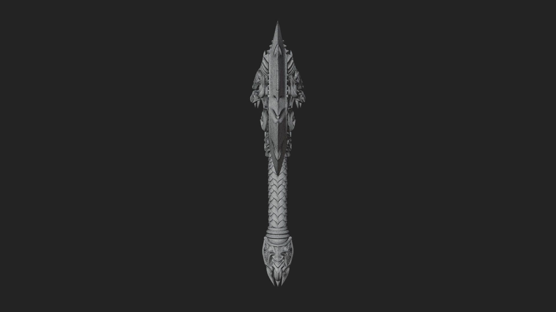 Horned Demon Skull Axe Model Design 4 3D Print Model 3D Model