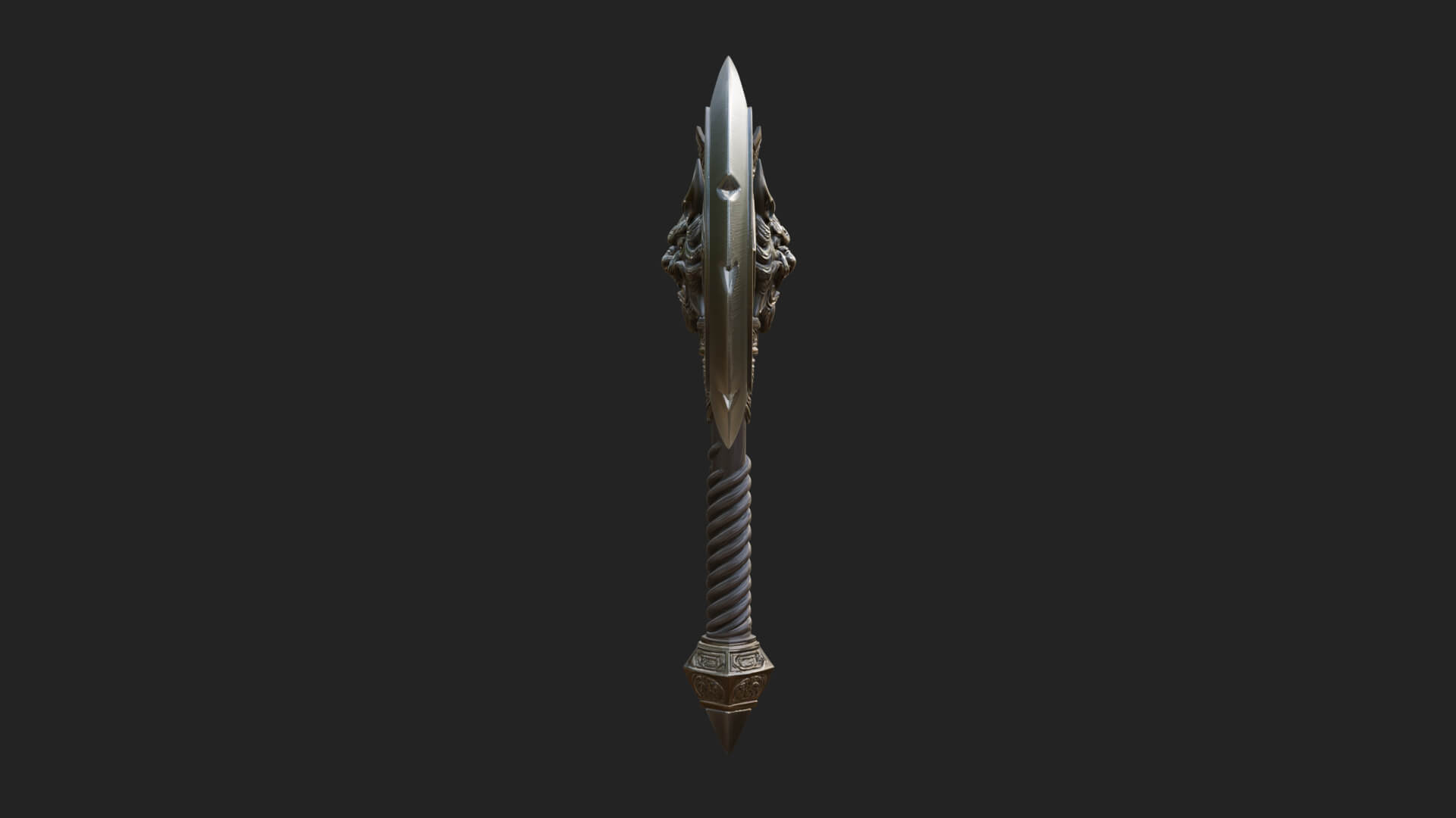 Horned Demon Skull Axe Model Design 5 3D Print Model 3D Model
