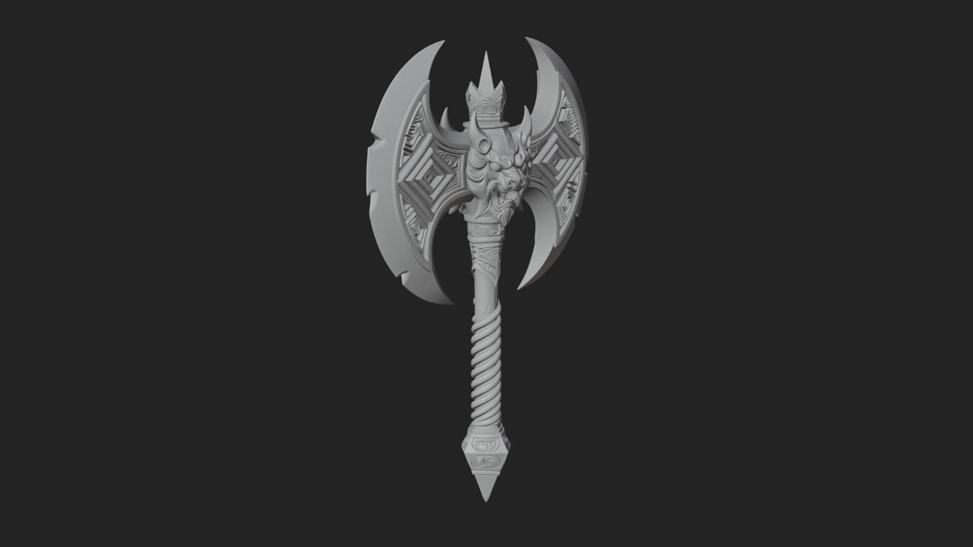 Horned Demon Skull Axe Model Design 5 3D Print Model 3D Model