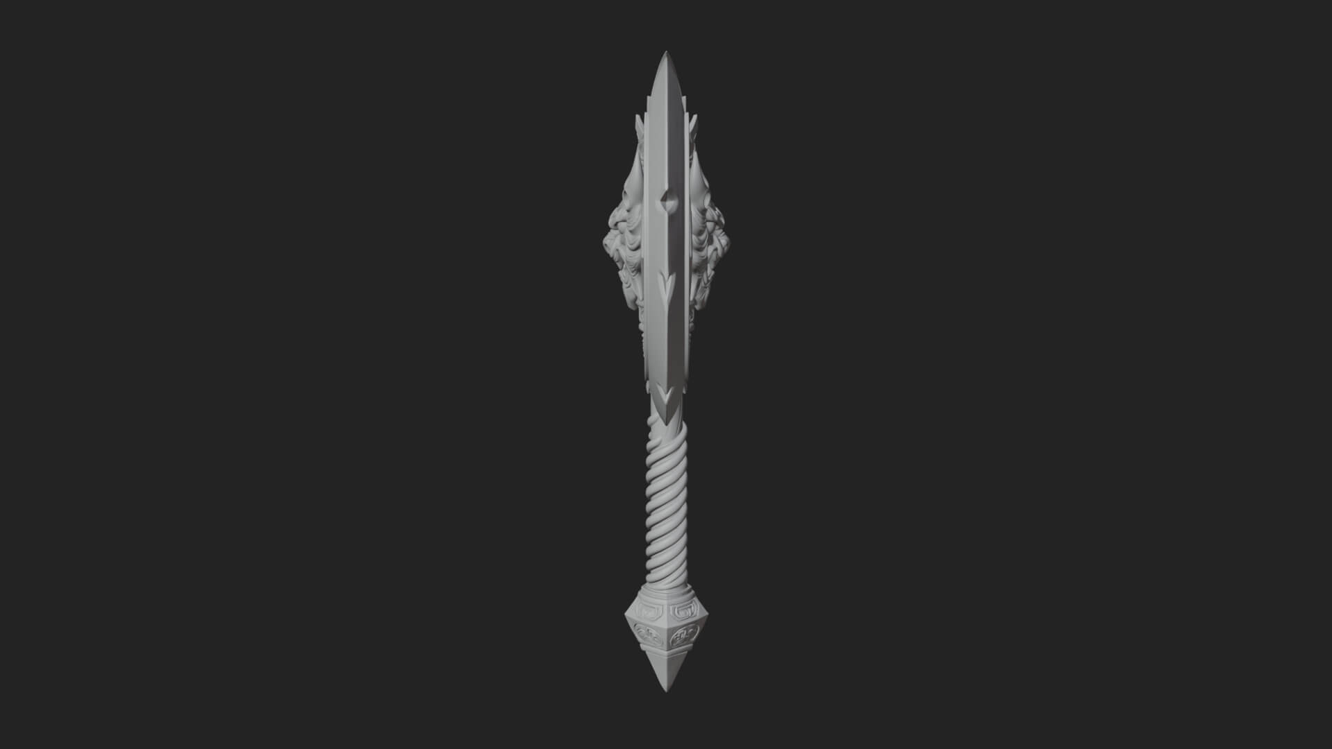 Horned Demon Skull Axe Model Design 5 3D Print Model 3D Model