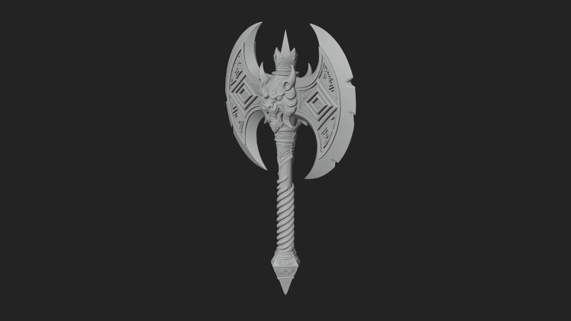 Horned Demon Skull Axe Model Design 5 3D Print Model 3D Model