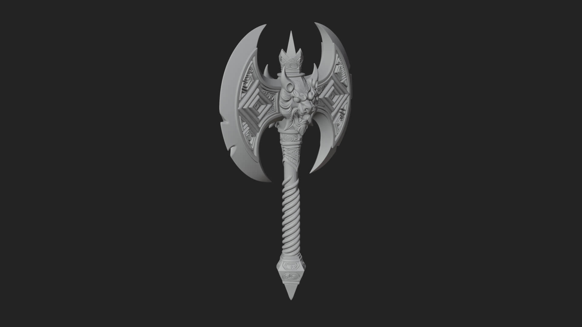 Horned Demon Skull Axe Model Design 5 3D Print Model 3D Model