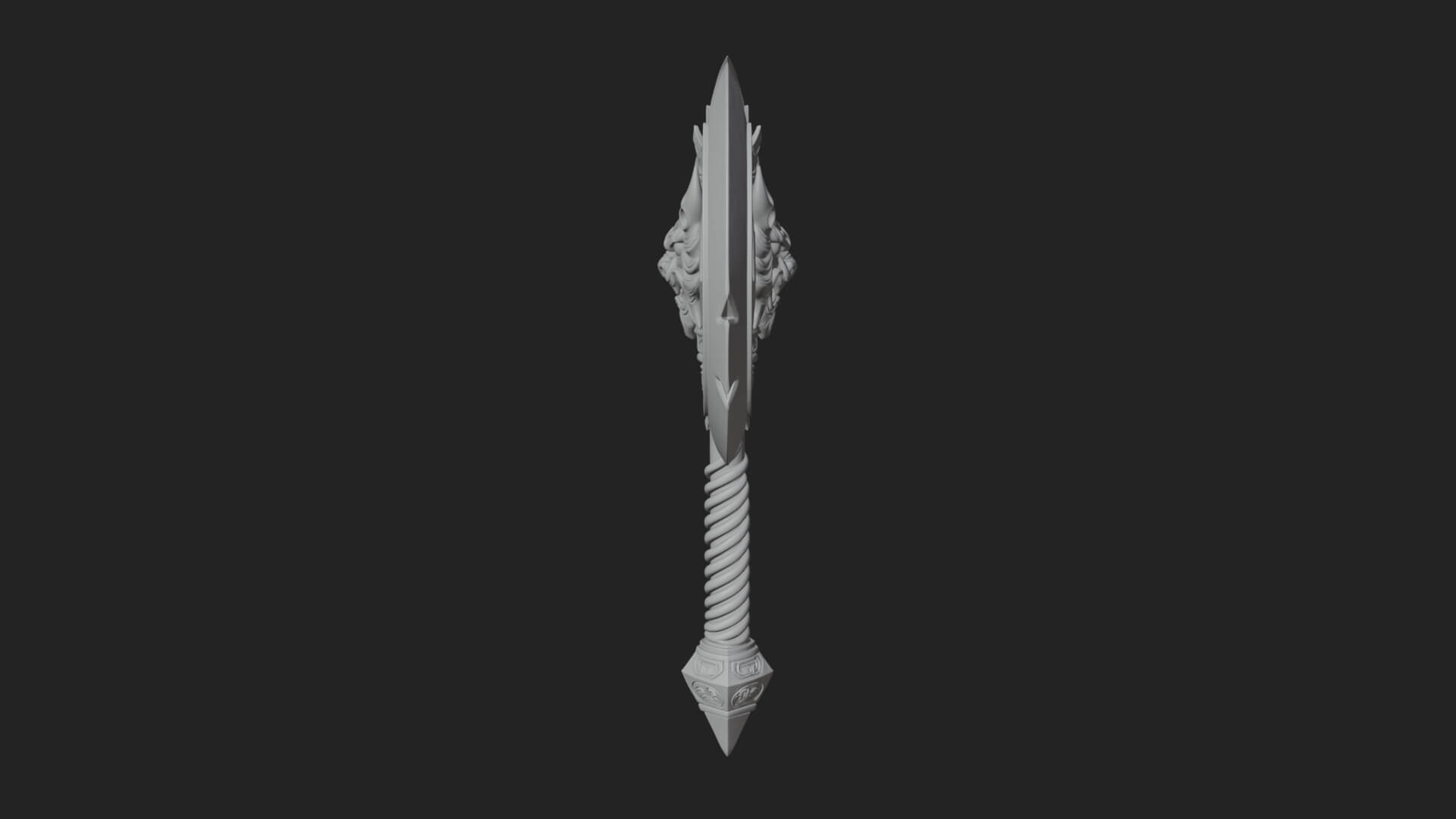 Horned Demon Skull Axe Model Design 5 3D Print Model 3D Model