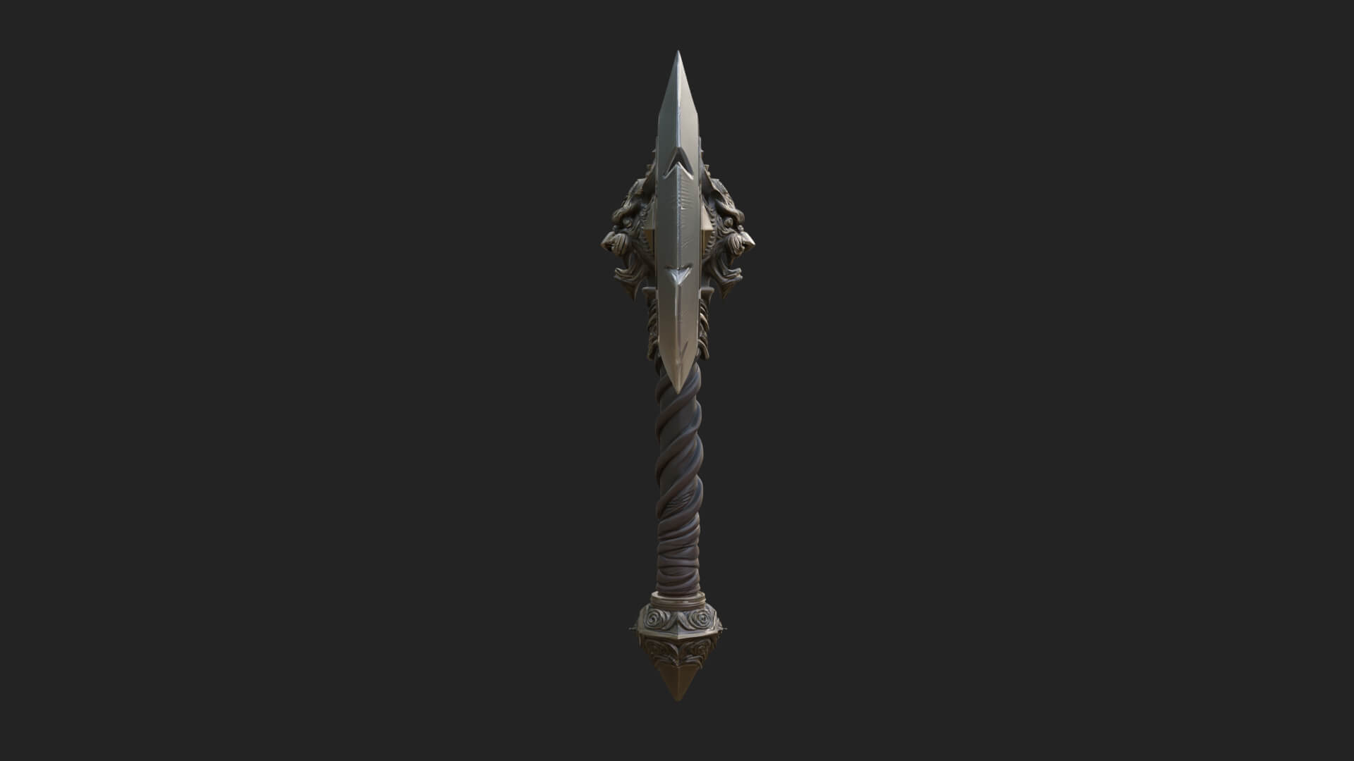 Horned Demon Skull Axe Model Design 6 3D Print Model 3D Model